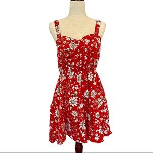 NWOT Red floral Summer dress with elastic waist Bailey Blue M